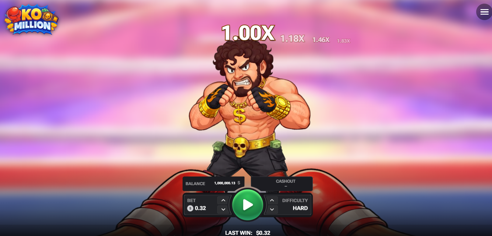 KO Million demo casino gioco bonus gratis, pugile sul ring con il moltiplicatore