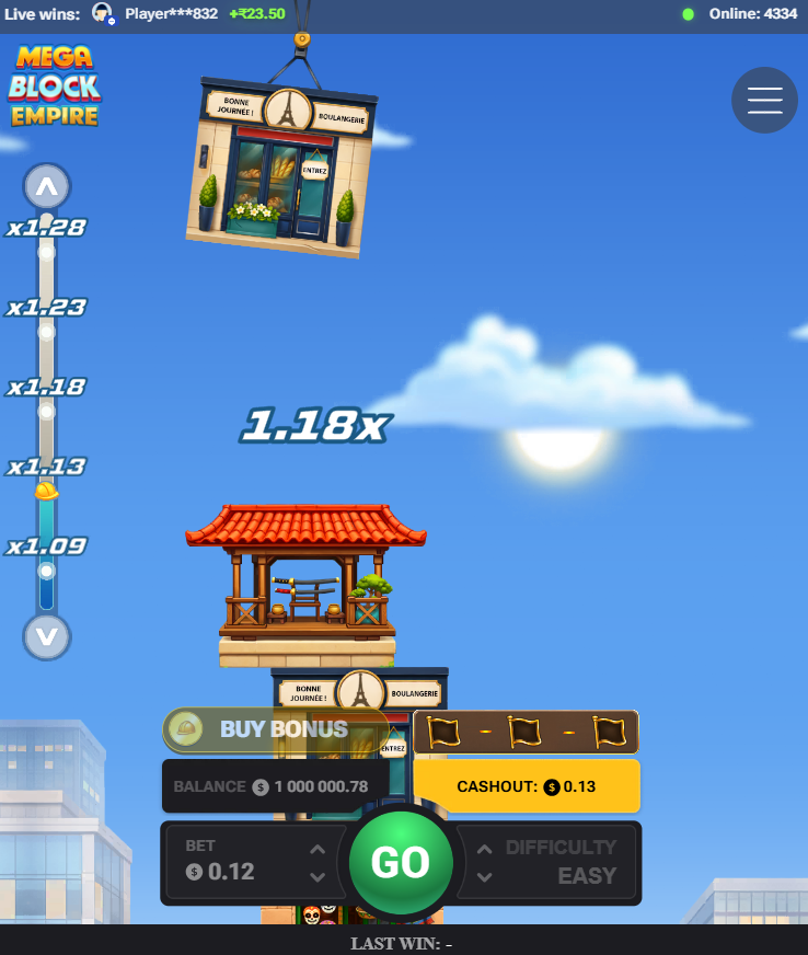 MegaBlock Empire app demo casino soldi veri registrazione bonus, gioco della gru in verticale su smartphone