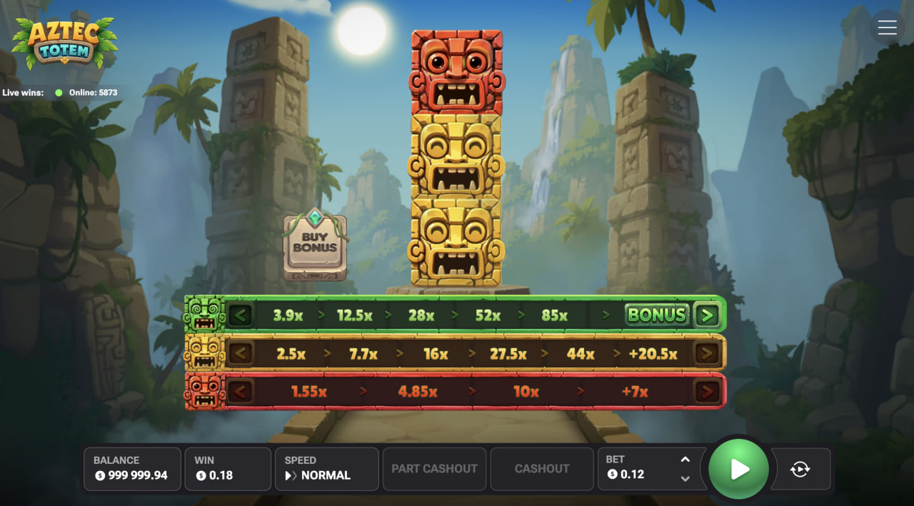 Aztec Totem demo casino gioco bonus gratis, totem con tre linee di moltiplicatori su computer